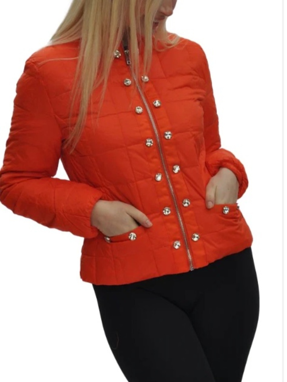 Ciao Milano Orange Bling Zip Up Lia Duck Down Women's Size Small Nylon